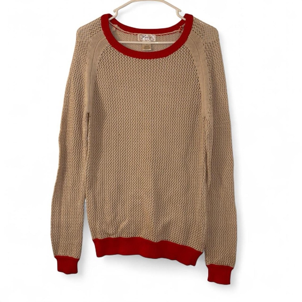 Freeway Red and Tan Knit Blouse